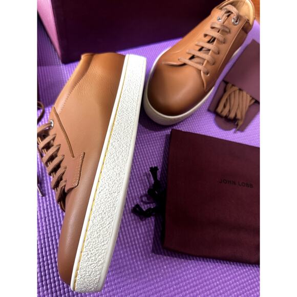 John Lobb Men Molton Sneakers Trainers NEW Size 7.5 UK, 8.5 US Cognac Leather - Picture 11 of 16